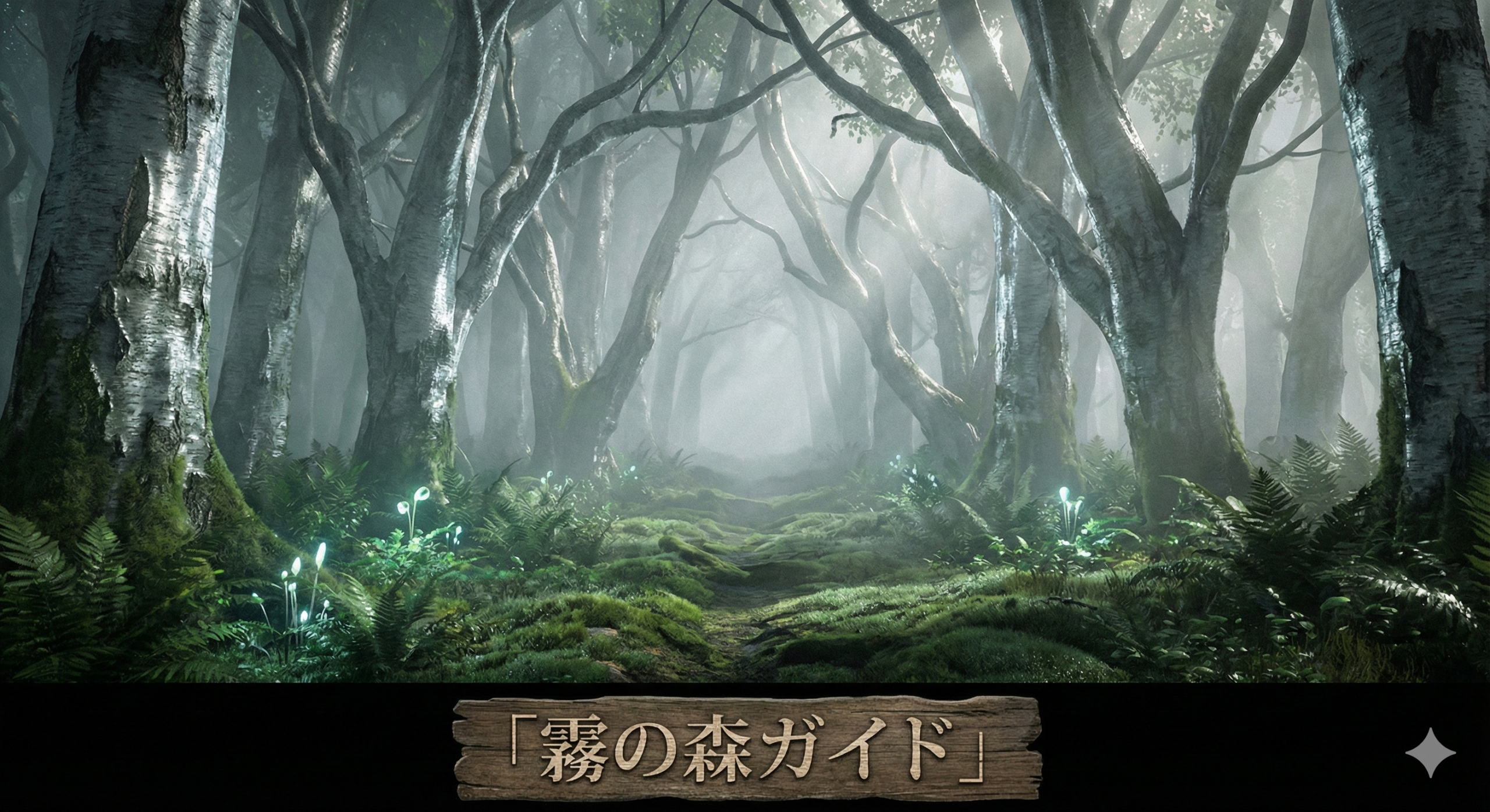 霧に包まれたシルバーフォレストの入り口。