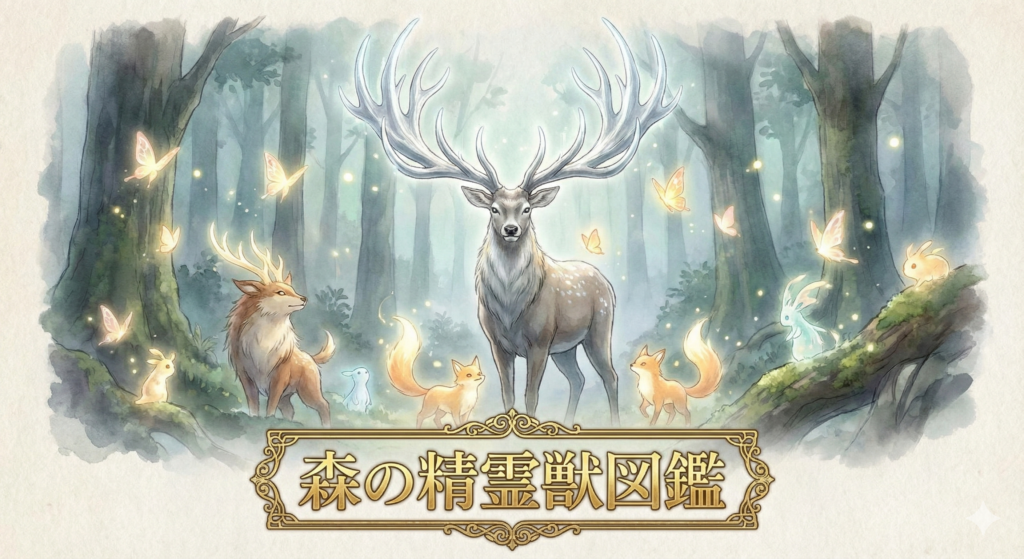 シルバーフォレストに棲む代表的な精霊獣たちの集合イメージ。