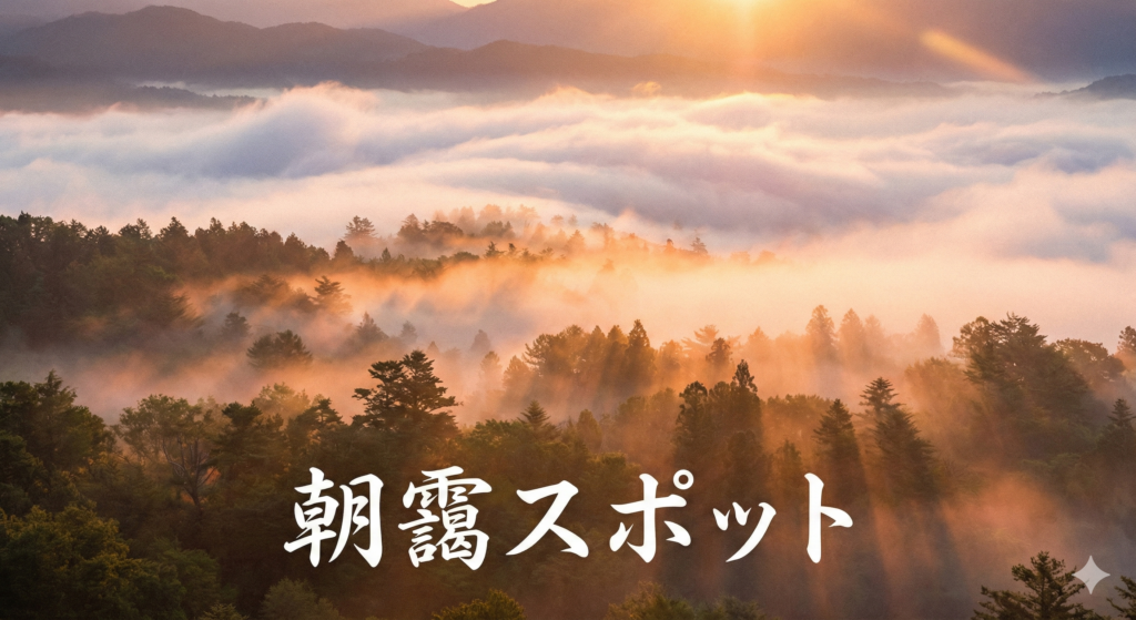 朝靄に包まれたシルバーフォレストの展望ポイント。