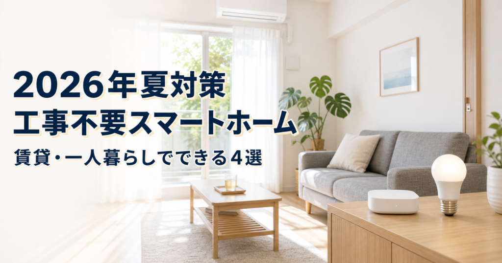 2026年夏対策！賃貸・一人暮らしでできる工事不要スマートホ アイキャッチ