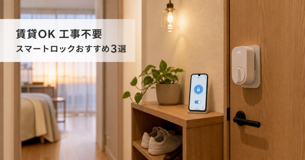 一人暮らし女性の防犯に！賃貸でも工事不要なスマートロックおす アイキャッチ