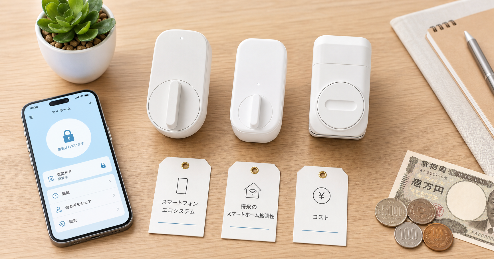 スマートロック選びのポイント:3つの軸で考える イメージ